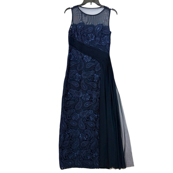 RALPH LAUREN Navy tulle lace midi dress S - Picture 1 of 10